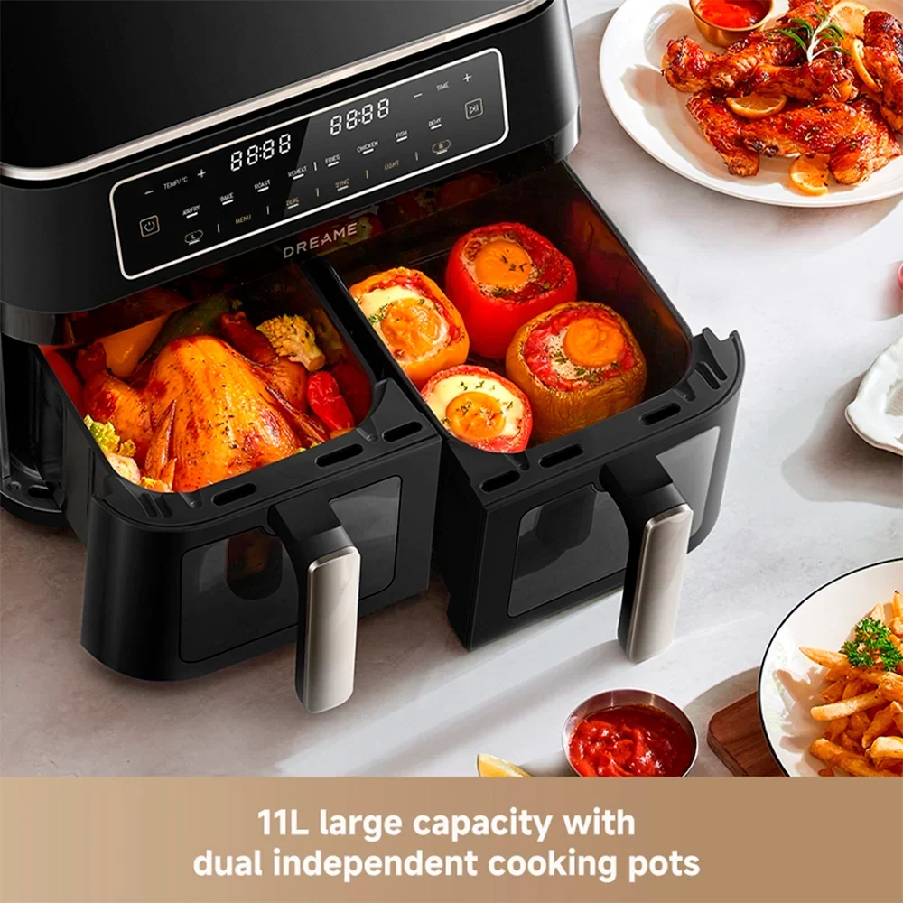 Dreame CrisTendDuo DZ30 Dual Zone Air Fryer, 11L Black