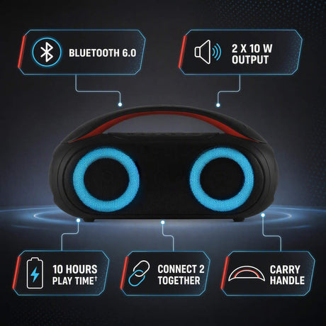 Intempo Party Boombox Speaker, Black - SPEAKERS HIFI MP3 PC - Beattys of Loughrea