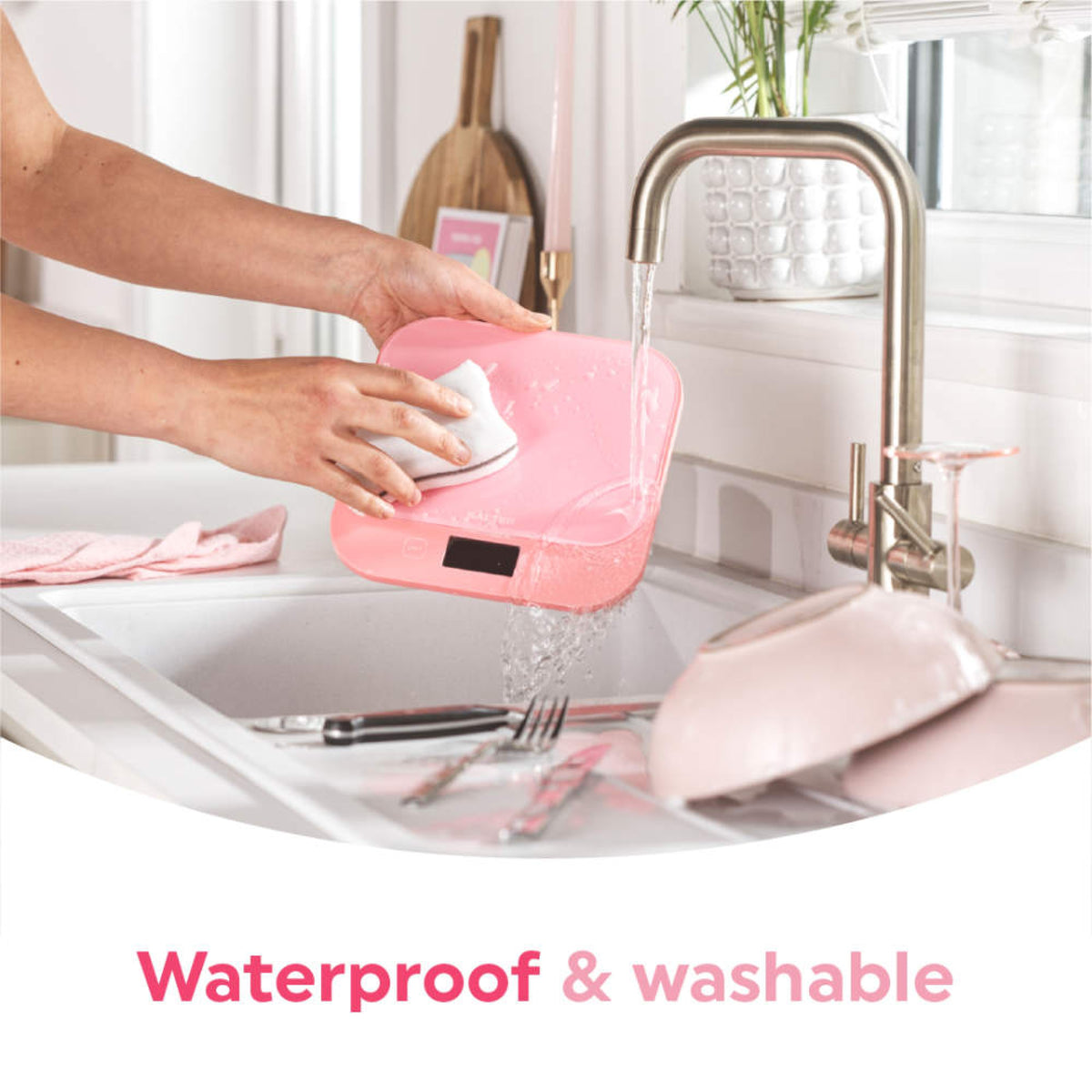 Salter British Bakes Waterproof Kitchen Scale, Pink