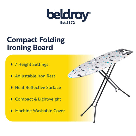 Beldray Dog Print Compact Ironing Board, 110 x 33cm - IRONING BOARDS - Beattys of Loughrea