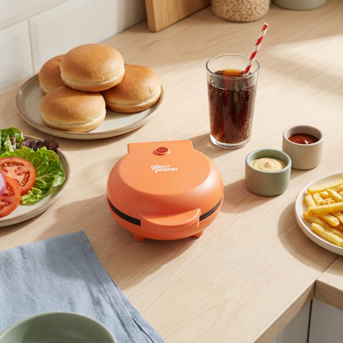 Giles & Posner Funfair Mini Griddle, Matt Orange