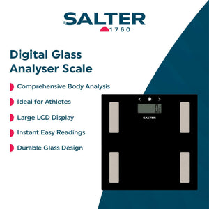 Salter Glass Analyser Bathroom Scale, Black