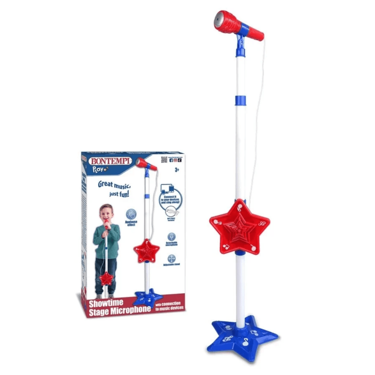 Bontempi Stage Microphone with Sound Effects and Adjustable Stand - MUSICAL INSTRUMENTS - Beattys of Loughrea