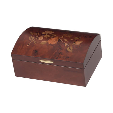 Dawn Walnut Rose Domed Top Jewellery Box with Lift-Out Tray - JEWELLERY HOLDER - Beattys of Loughrea