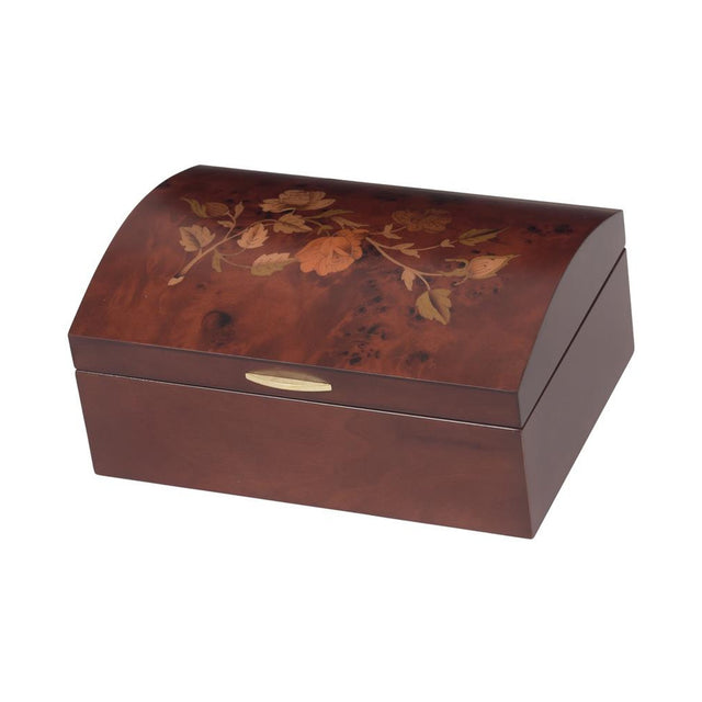 Dawn Walnut Rose Domed Top Jewellery Box with Lift-Out Tray - JEWELLERY HOLDER - Beattys of Loughrea