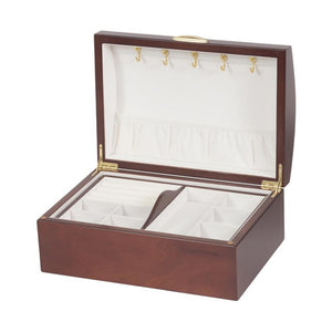 Dawn Walnut Rose Domed Top Jewellery Box with Lift-Out Tray - JEWELLERY HOLDER - Beattys of Loughrea