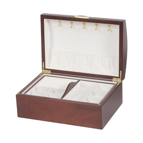 Dawn Walnut Rose Domed Top Jewellery Box with Lift-Out Tray - JEWELLERY HOLDER - Beattys of Loughrea
