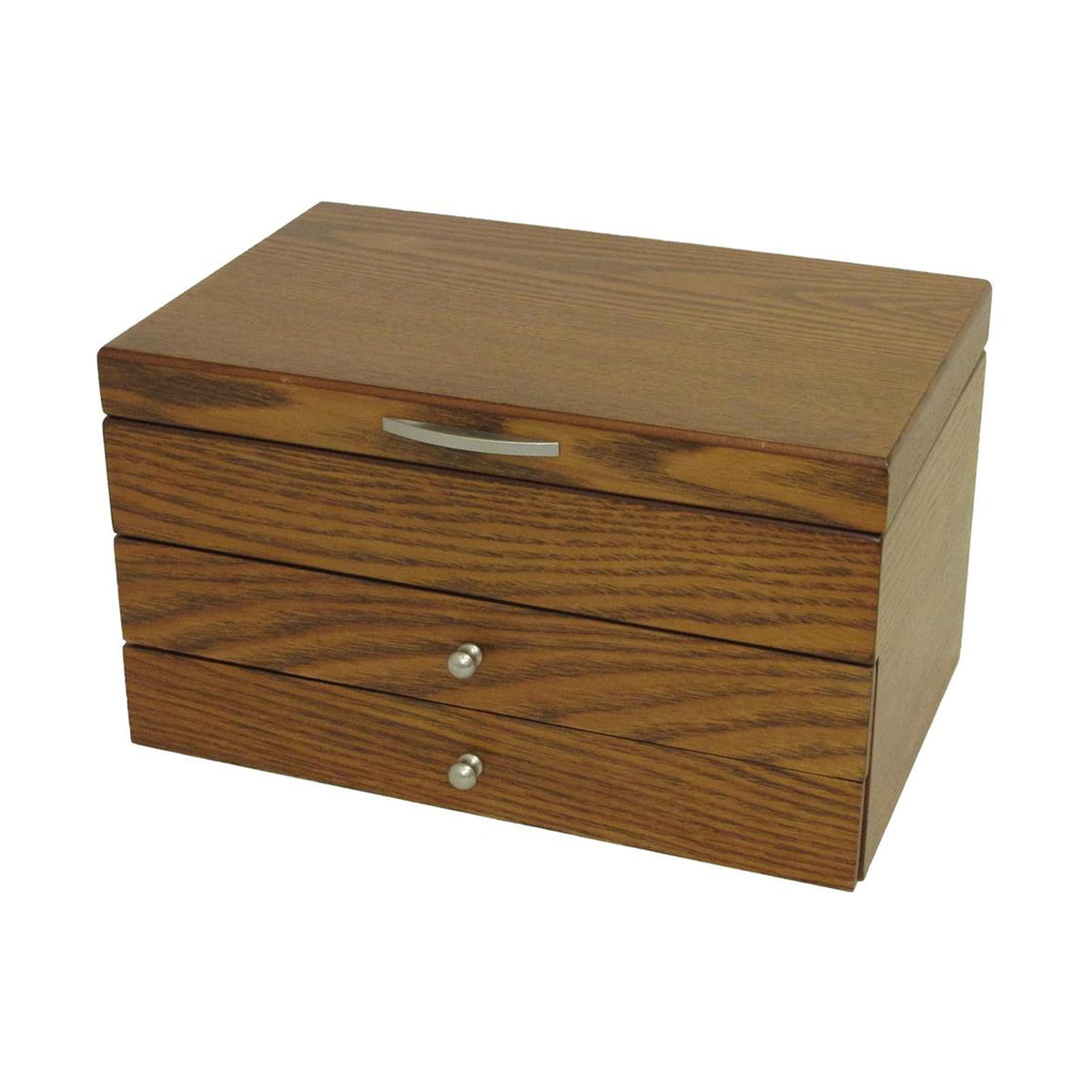 Walnut Finish Jewellery Box with Two Drawers