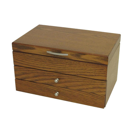 Walnut Finish Jewellery Box with Two Drawers