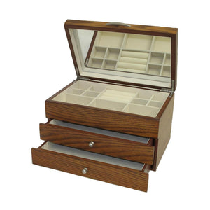 Walnut Finish Jewellery Box with Two Drawers