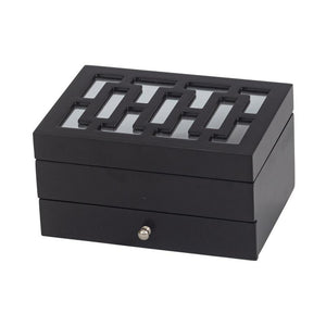 Black Lattice Mirror Lid Jewellery Box
