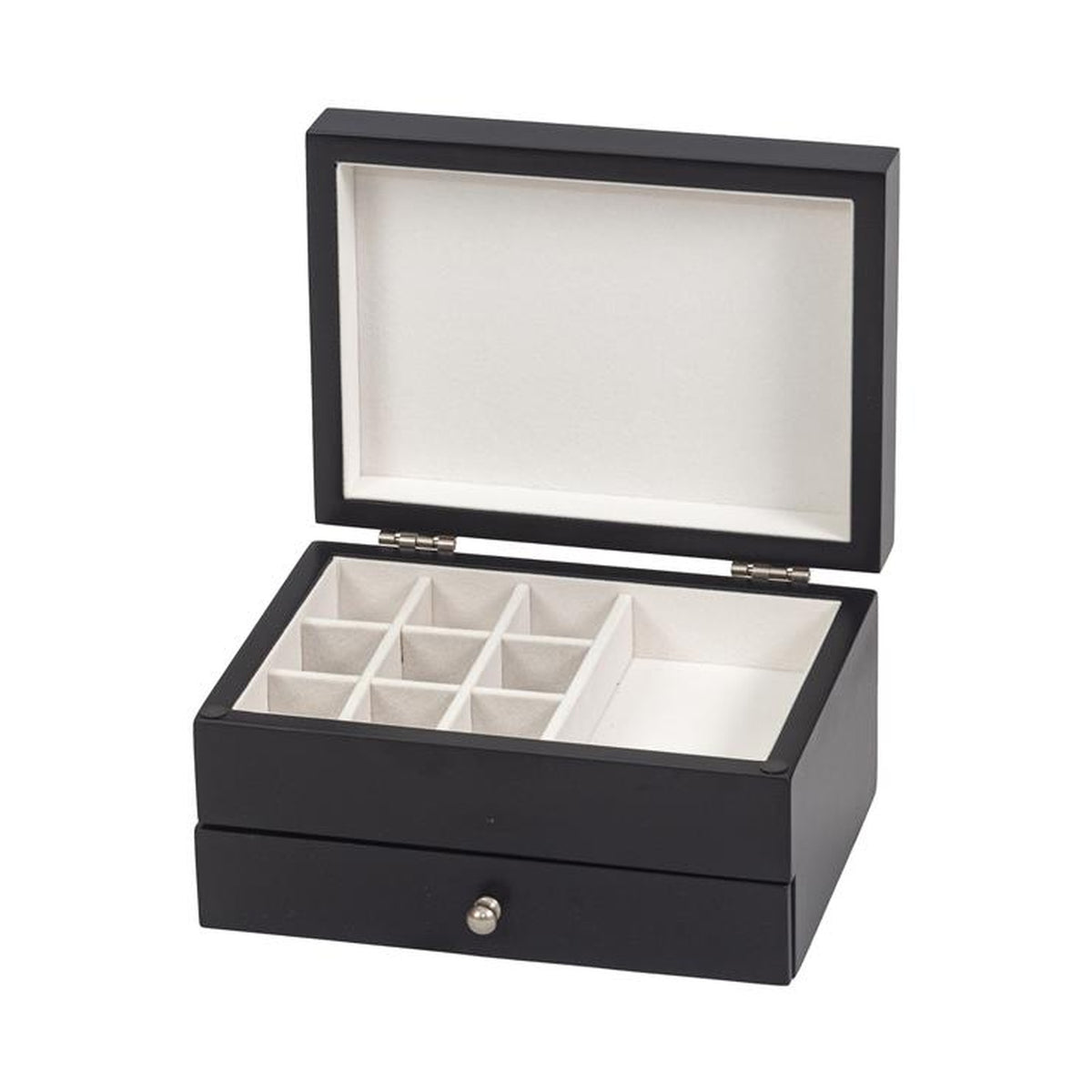 Black Lattice Mirror Lid Jewellery Box