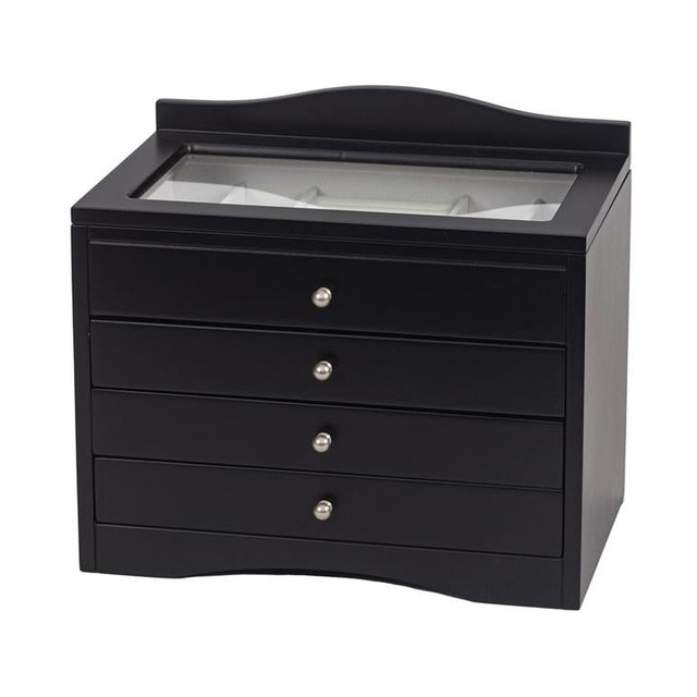 Large Java Finish Jewellery Box with Glass Lid