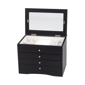 Large Java Finish Jewellery Box with Glass Lid