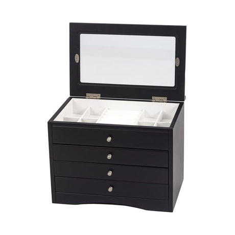 Large Java Finish Jewellery Box with Glass Lid