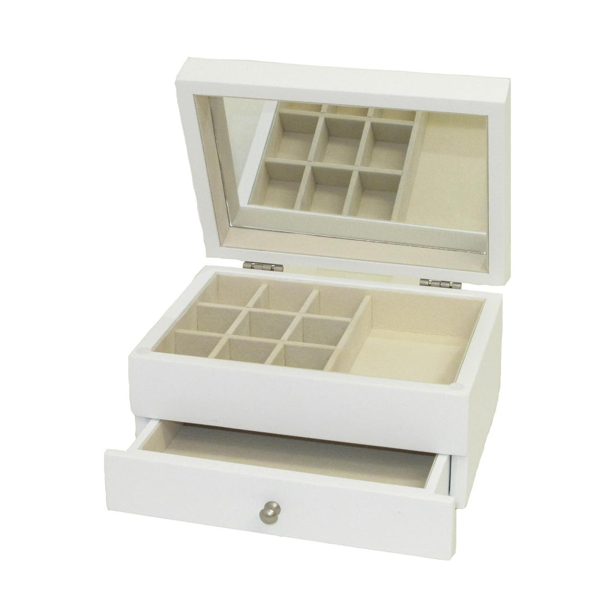 White Painted Jewellery Box with Drawer - JEWELLERY HOLDER - Beattys of Loughrea