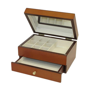 Mahogany Finish Jewellery Box with Drawer