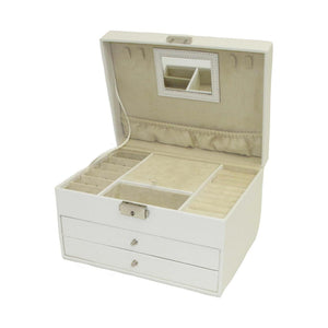 Metallic Ivory Jewellery Box with Two Drawers - JEWELLERY HOLDER - Beattys of Loughrea