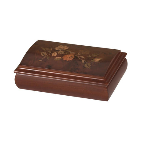 Walnut Rose Domed Top Jewellery Box