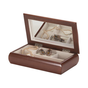 Walnut Rose Domed Top Jewellery Box