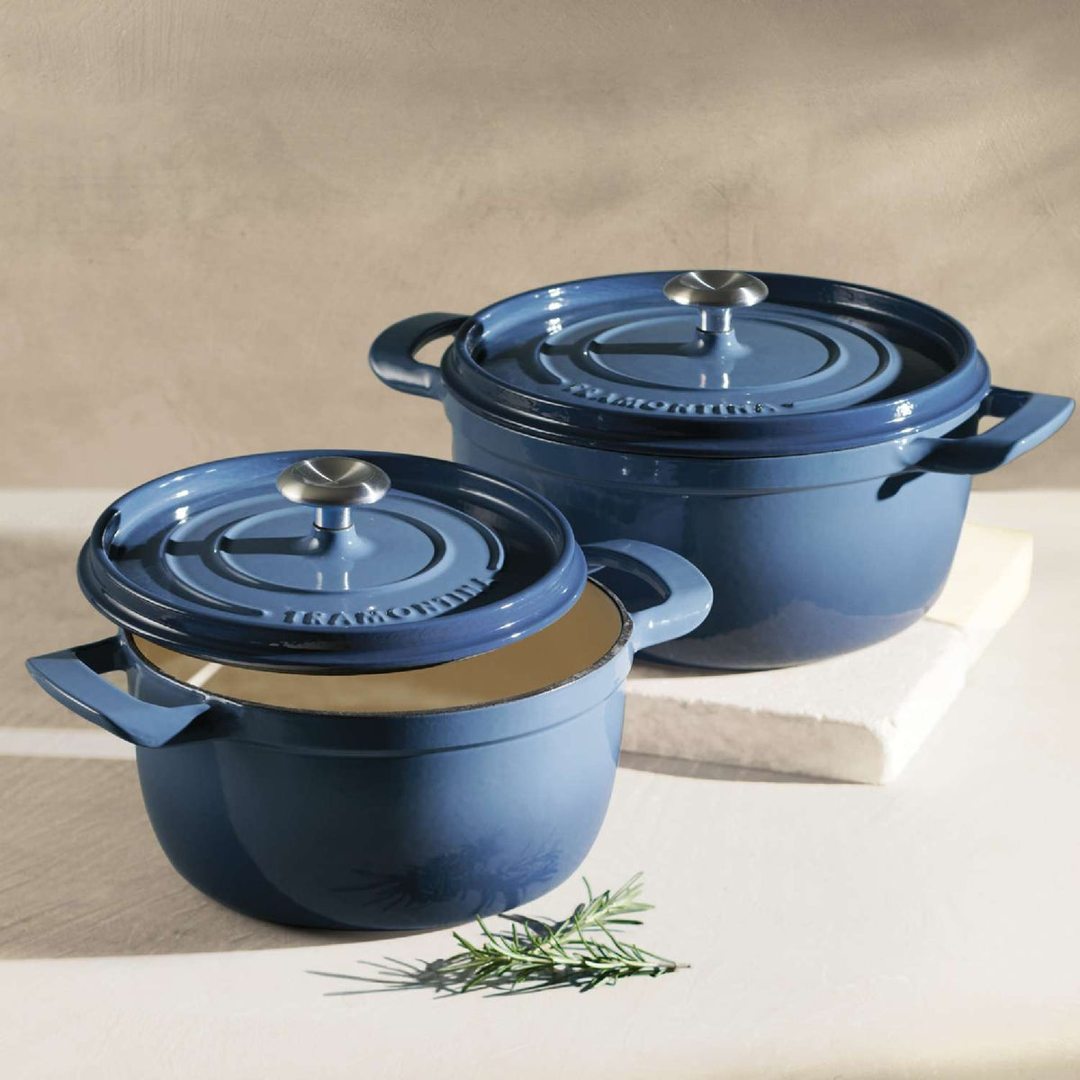 Tramontina 26cm Cast Iron Enamel Casserole, Blue