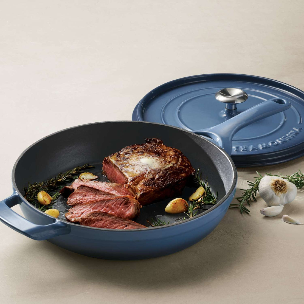 Tramontina 30cm Cast Iron Enamel Sauté Pan, Blue