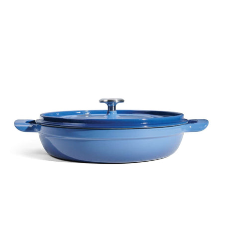 Tramontina 30cm Cast Iron Enamel Shallow Casserole, Blue - COOKWARE - CAST IRON - Beattys of Loughrea