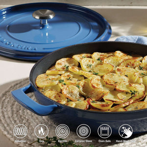 Tramontina 30cm Cast Iron Enamel Shallow Casserole, Blue