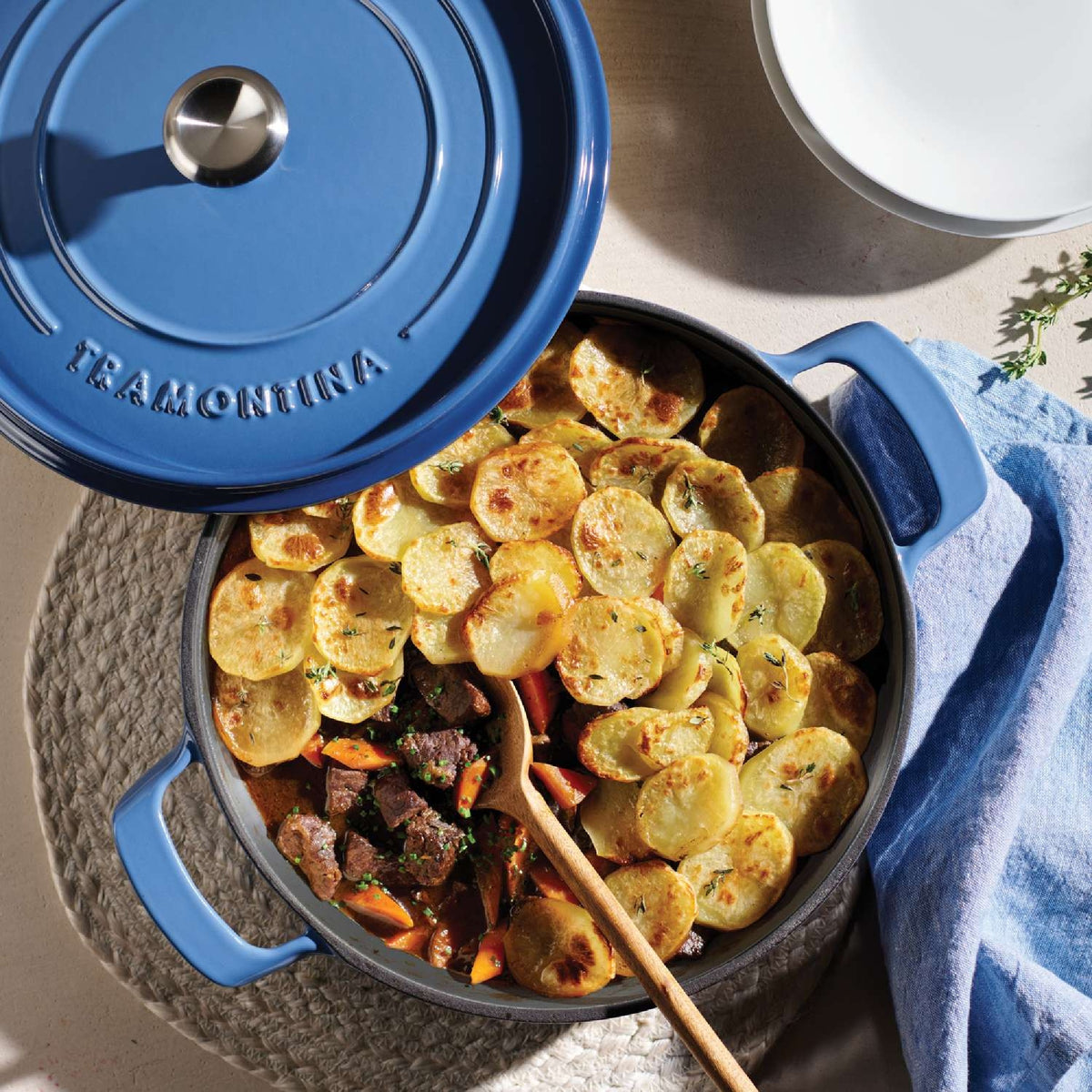 Tramontina 30cm Cast Iron Enamel Shallow Casserole, Blue
