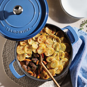 Tramontina 30cm Cast Iron Enamel Shallow Casserole, Blue