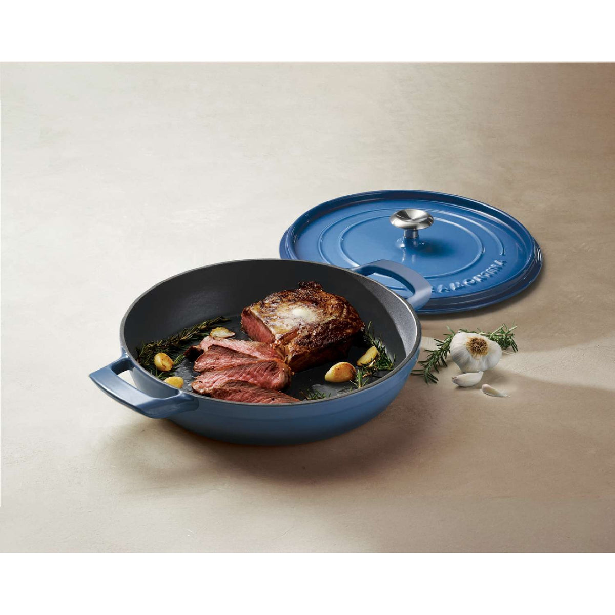 Tramontina 30cm Cast Iron Enamel Shallow Casserole, Blue