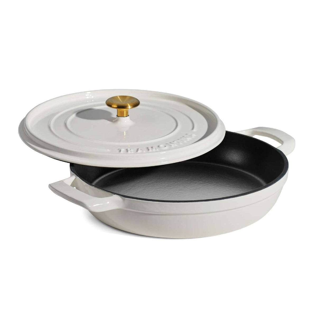 Tramontina 30cm Cast Iron Enamel Shallow Casserole, Latte