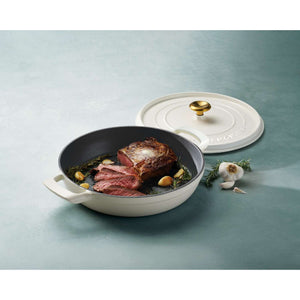 Tramontina 30cm Cast Iron Enamel Shallow Casserole, Latte
