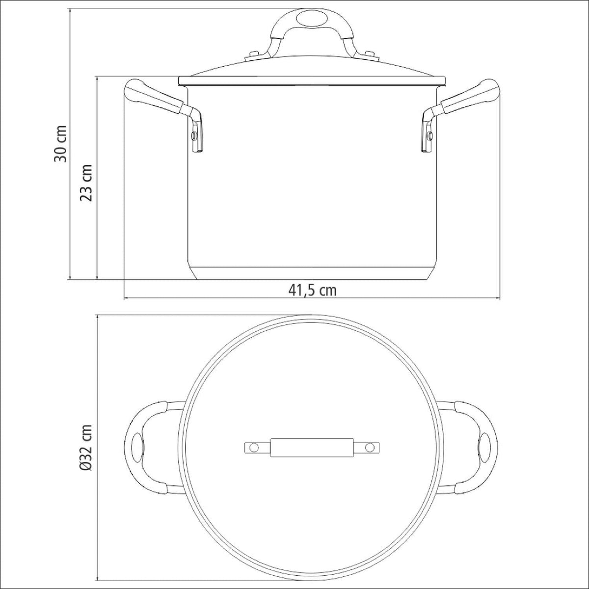Tramontina Astro 30cm 15.2L Stainless Steel Stock Pot