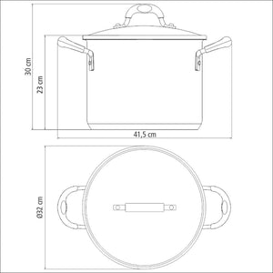 Tramontina Astro 30cm 15.2L Stainless Steel Stock Pot