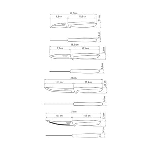 Tramontina Plenus 8-Piece Kitchen Knife Set, Coloured Handles