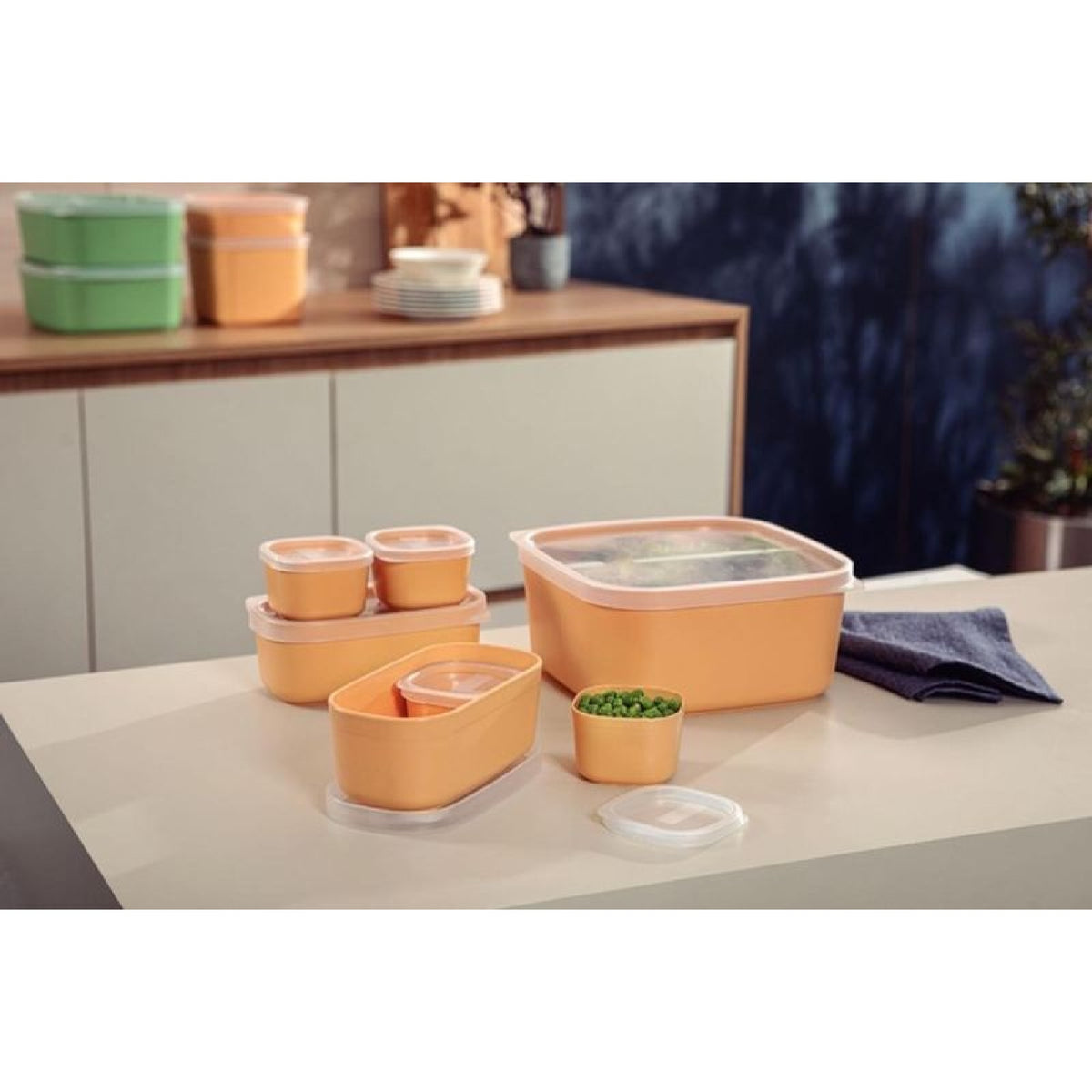 Tramontina MixColor 7-Piece Food Storage Container Set, Peach