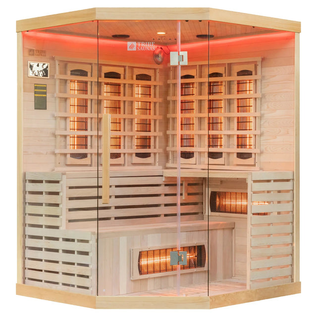 Tribe Athens 3 Corner Infrared Sauna, 3-4 Person - HOME GYM / SAUNA/ ICE BATHS - Beattys of Loughrea