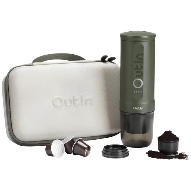 Outin Nano Portable Espresso Machine Traveler Gift Set, Forest Green - COFFEE MAKERS / ACCESSORIES - Beattys of Loughrea
