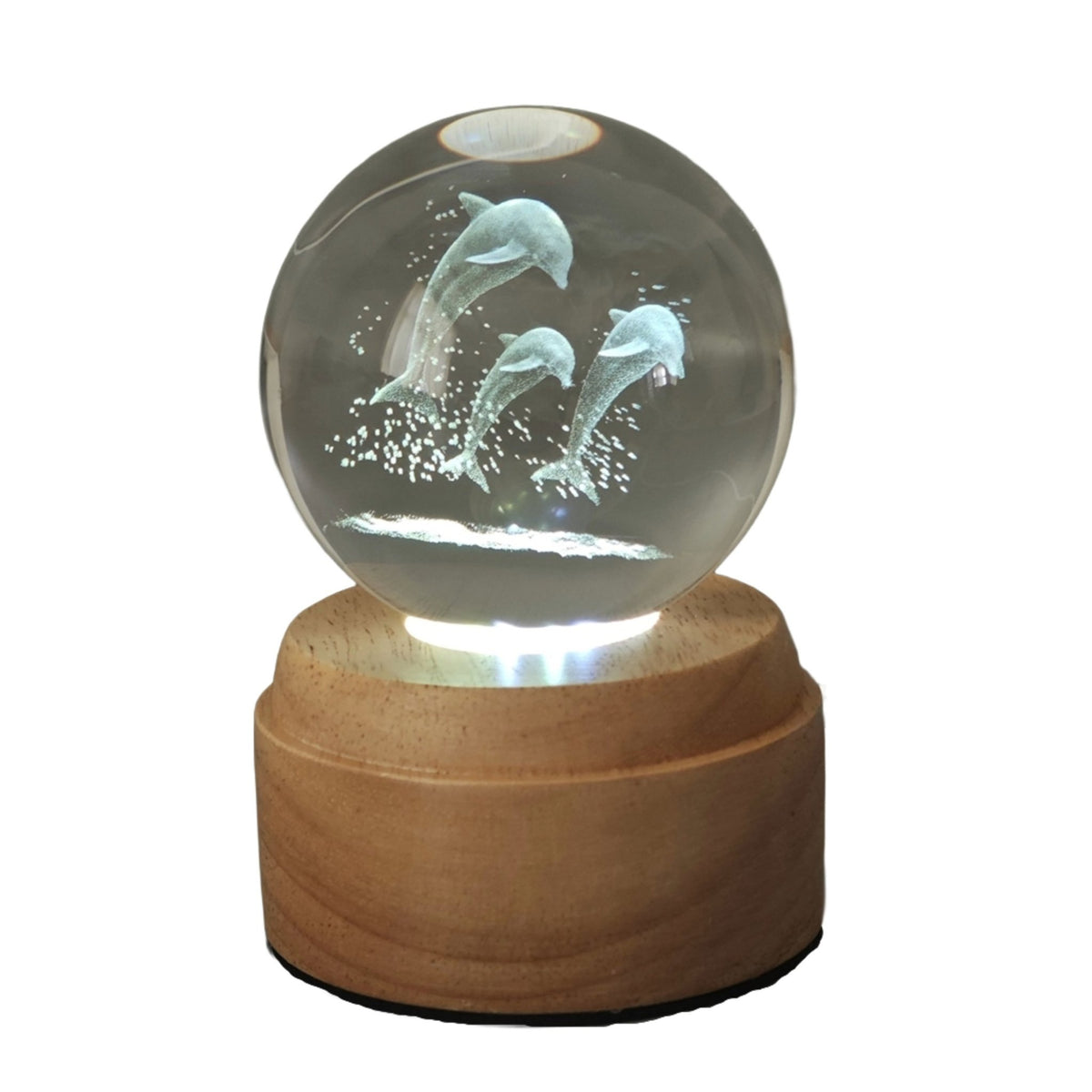 Dolphins Rotating 3D Crystal Globe Light - TABLE/BEDSIDE LAMPS - Beattys of Loughrea