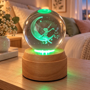 Fairy Rotating 3D Crystal Globe Light - TABLE/BEDSIDE LAMPS - Beattys of Loughrea