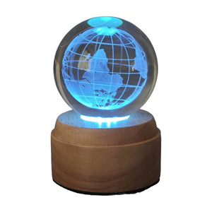 Earth Rotating 3D Crystal Globe Light - TABLE/BEDSIDE LAMPS - Beattys of Loughrea