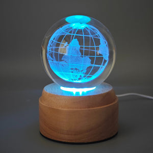 Earth Rotating 3D Crystal Globe Light - TABLE/BEDSIDE LAMPS - Beattys of Loughrea