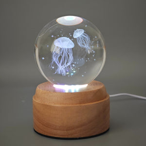 Jellyfish Rotating 3D Crystal Globe Light - TABLE/BEDSIDE LAMPS - Beattys of Loughrea