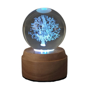 Tree of Life Rotating 3D Crystal Globe Light - TABLE/BEDSIDE LAMPS - Beattys of Loughrea