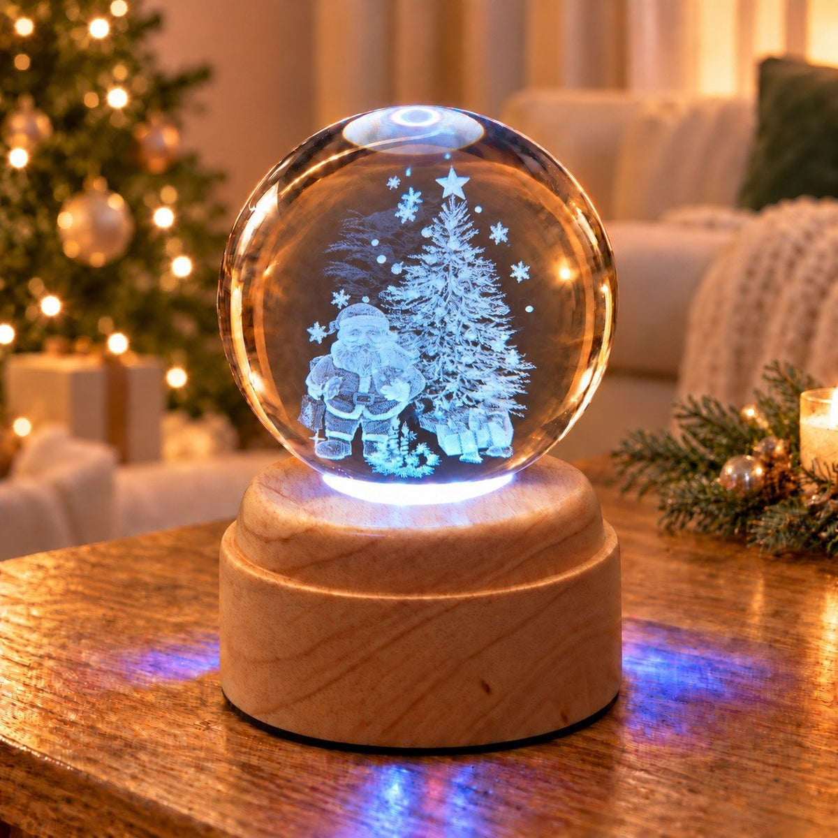 Under the Tree Rotating 3D Crystal Globe Light - TABLE/BEDSIDE LAMPS - Beattys of Loughrea