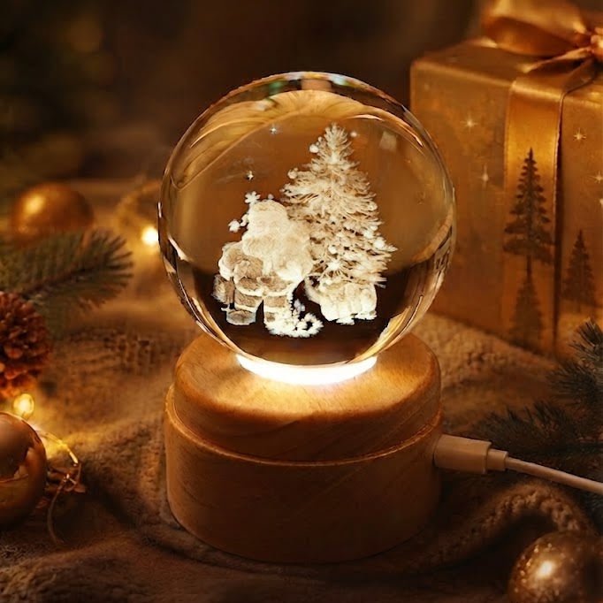 Under the Tree Rotating 3D Crystal Globe Light - TABLE/BEDSIDE LAMPS - Beattys of Loughrea