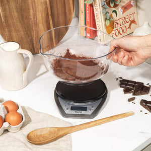 Salter Digital Kitchen Scale with Dual Pour Mixing Bowl, Silver
