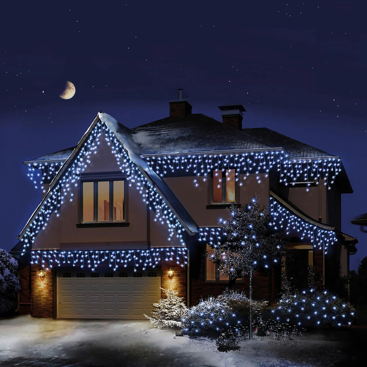 Premier 480 LED Snowing Iciclebrights with Timer, White, 11.8m