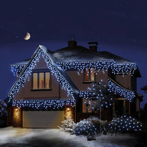 Premier 480 LED Snowing Iciclebrights with Timer, White, 11.8m
